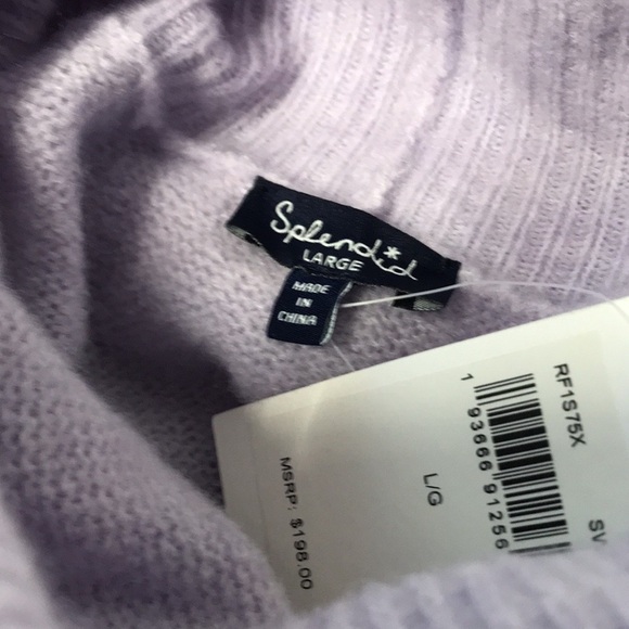 SPLENDID Funnel Neck Heathered Sweater In Snowy Fig NWT - Picture 7 of 7